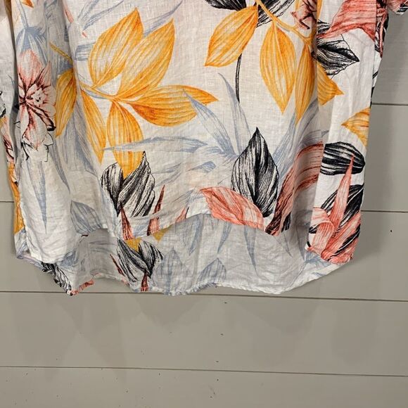 C&C California 100% linen tropical floral print tunic size 1X Hawaiian vacation - Picture 3 of 6